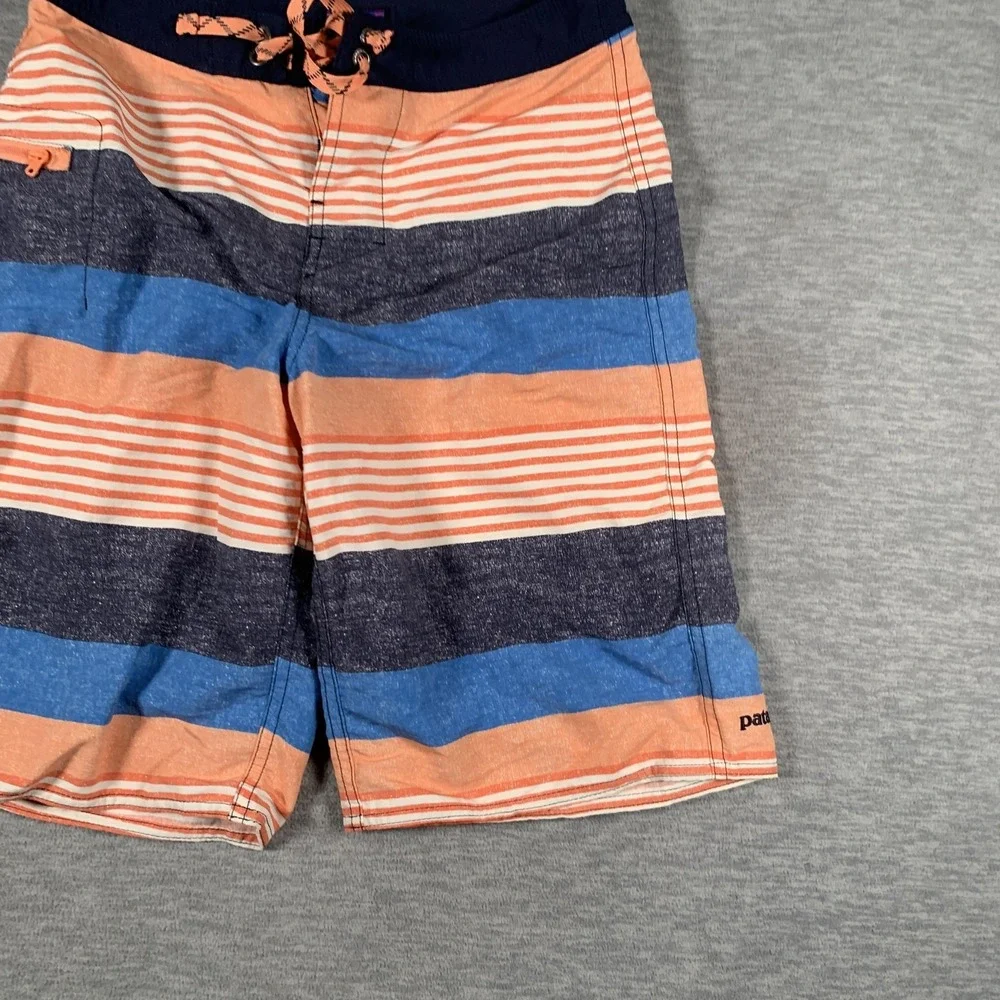 Patagonia Board Shorts Boys 12 Multicolor‎ Striped Recycled Nylon Swim Trunks